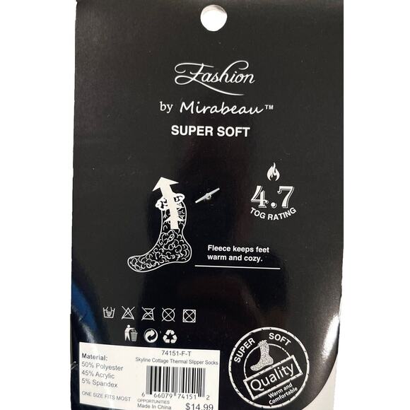 TWO (2) PAIRS MIRABEAU SUPER SOFT THERMAL KNIT SLIPPER SOCKS New - Picture 7 of 7